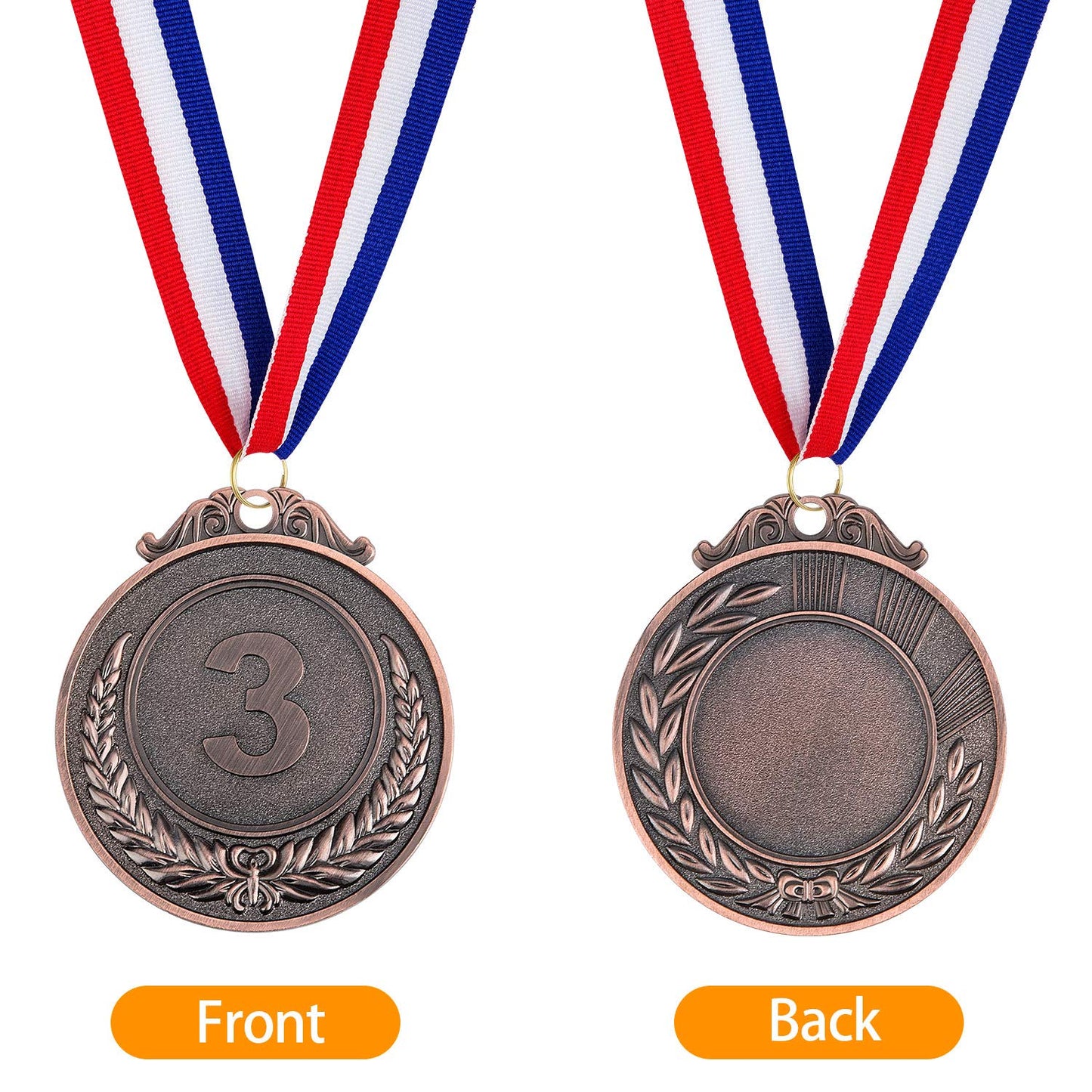 12 Pieces Award Medals 1st 2nd 3rd (Gold, Silver, Bronze) Metal Style Winner with Neck Ribbon, 2 Inches