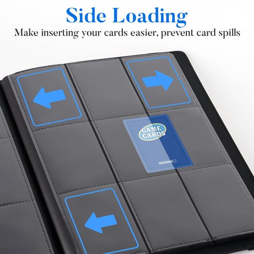 Premium 9 Pocket Card Binder for 540 Cards, Fabmaker PU Cover Trading Card Binder, Sturdy Card Collection Album, Sleek Card Holder Folders for YuGiOh, MTG, TCG, Game Cards & Sports Cards, Black