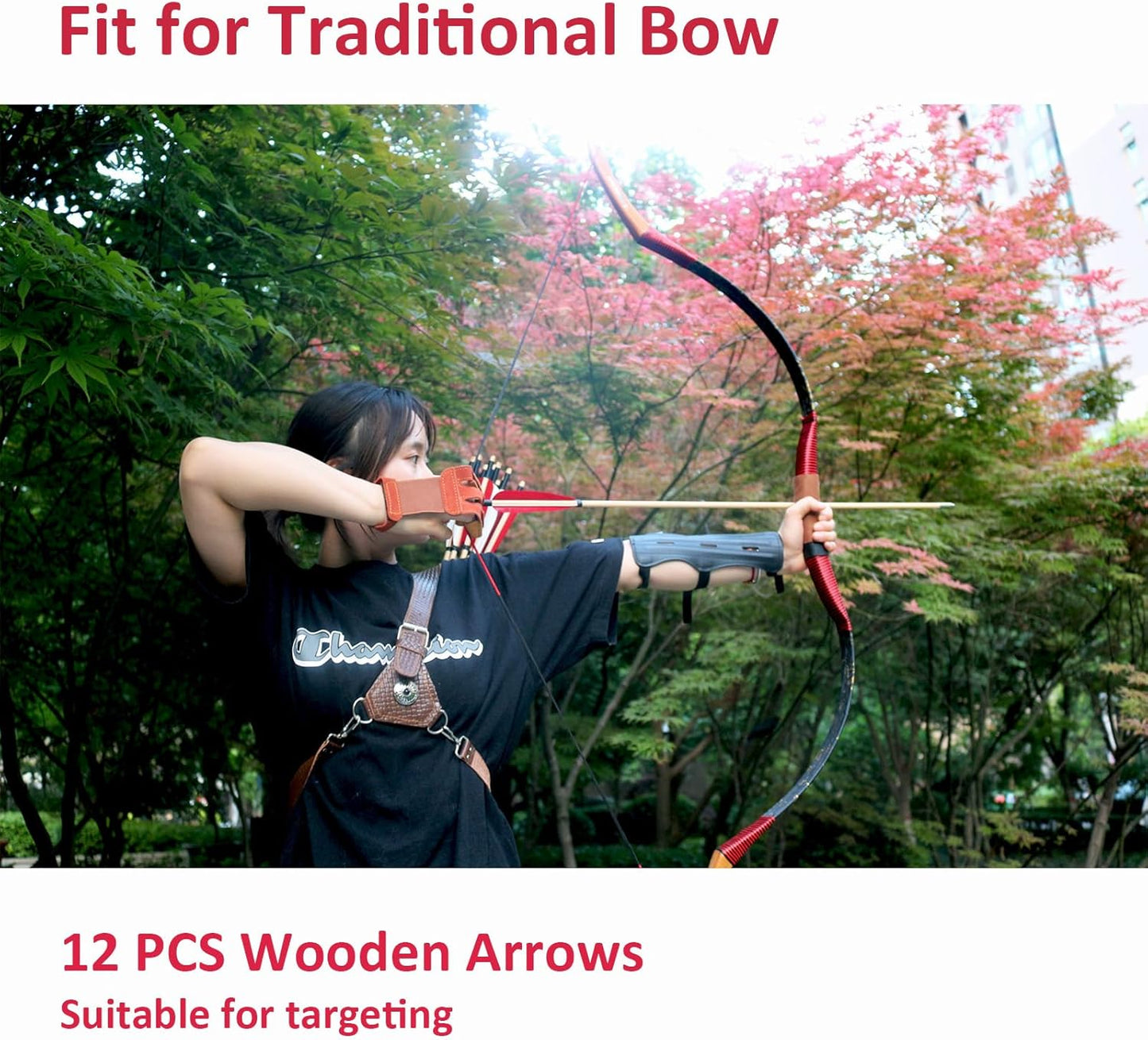 12 Pcs Archery Wooden Arrows with Feathers Handmade Targeting Arrows for Traditional Bow Recurve Bow Longbow for Adults 31inch