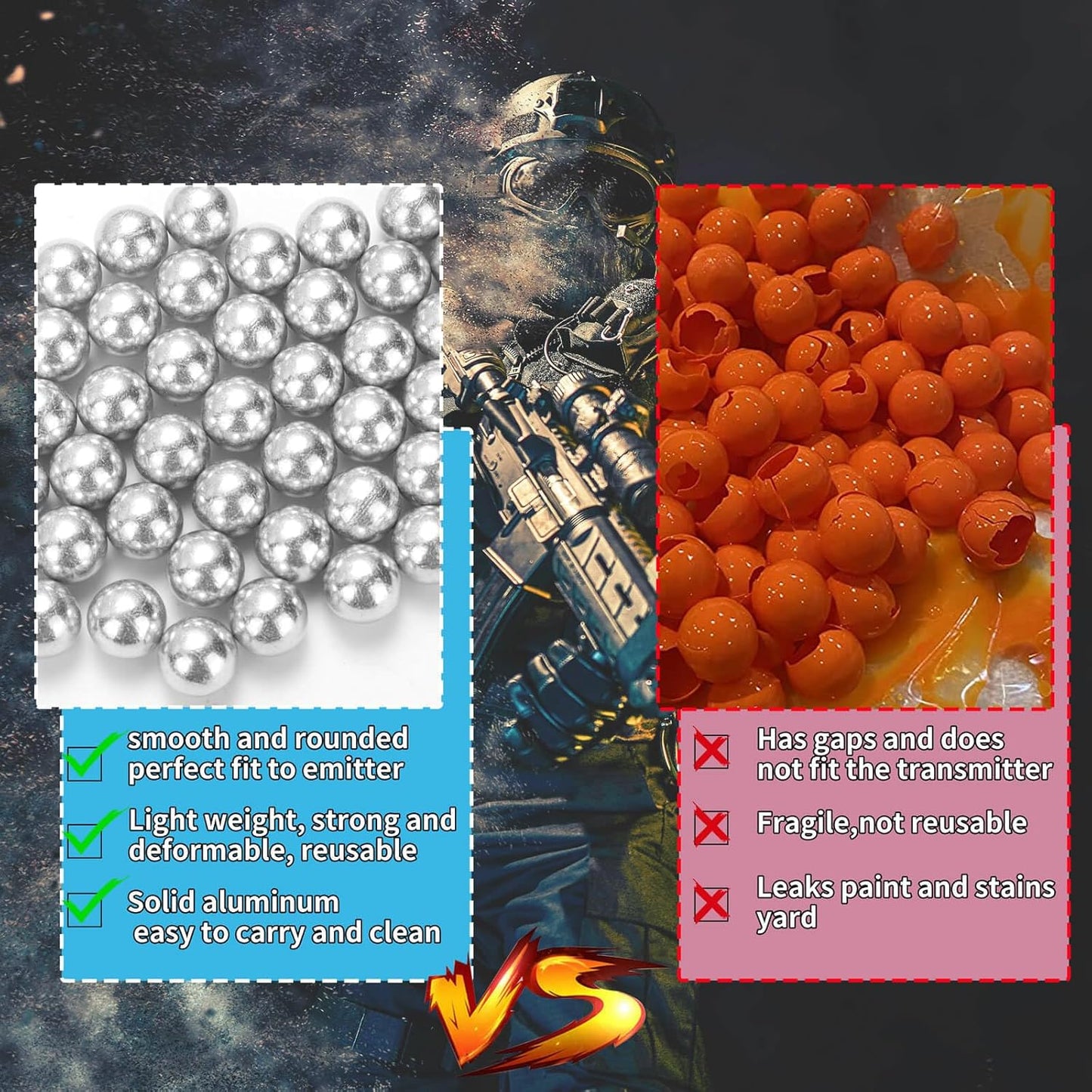 100 Pieces .50 Caliber Aluminum Paintball Ammo 2.8 Grams Solid Resuable Seamless Paintball Powerful for Shooting Training Practice Fit for T4e TR50/HDR 50 Cal Pepper Balls