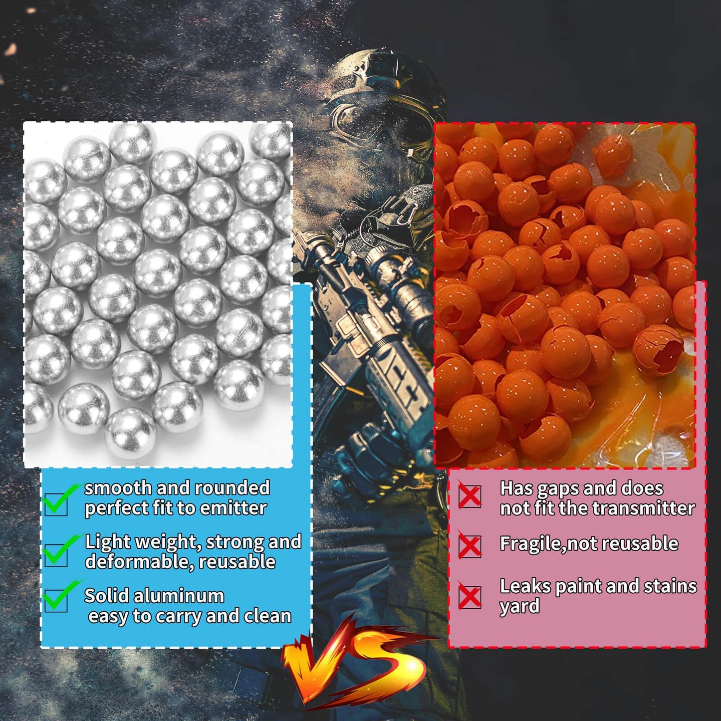 100 Pieces .50 Caliber Aluminum Paintball Ammo 2.8 Grams Solid Resuable Seamless Paintball Powerful for Shooting Training Practice Fit for T4e TR50/HDR 50 Cal Pepper Balls