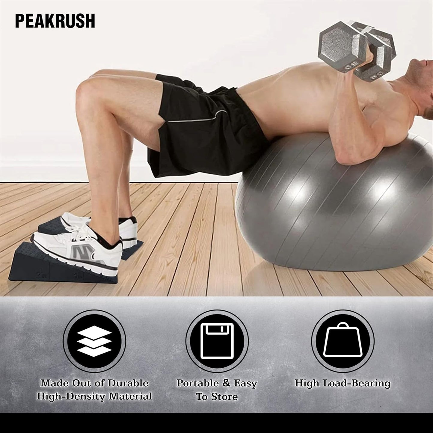 2 Pcs Versatile Squat Wedge Block for Heel Elevated Squat, Heavy-Duty Calf Stretcher Slant Board to Enhance Mobility, Balance & Strength Performance