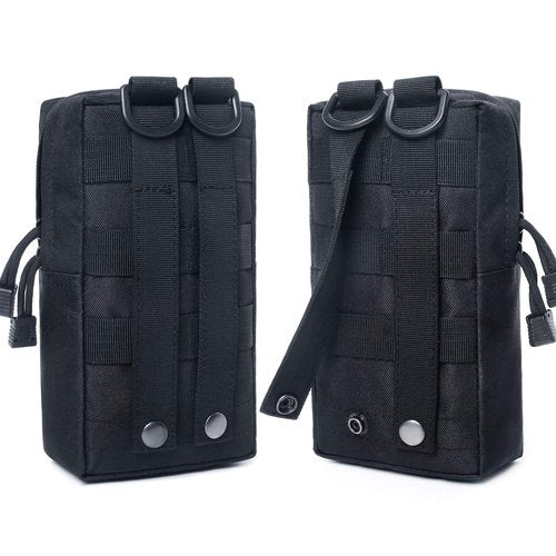 Tacticool 2 Pack Molle Pouches - Tactical Compact Water-Resistant EDC Pouch (2 Pack-Black)