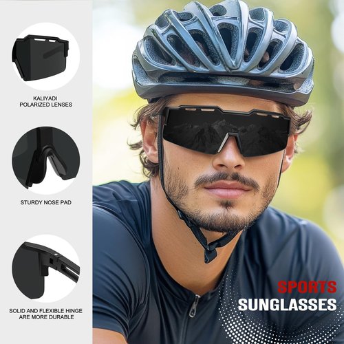 KALIYADI Polarized Sunglasses-Men Cycling Sunglasses: Sports Running Sun Glasses Men Women UV400 Golf Fishing Outdoor 3packs
