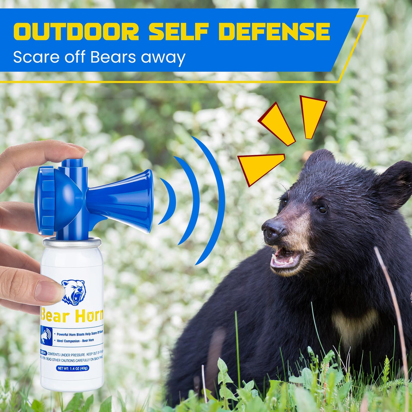 2 Pack 1.4oz Bear Horn Self Defense, Loud Air Horn for Wild Animals, 120dB Heard up to 1/2 Mile Away, Ideal for Hiking