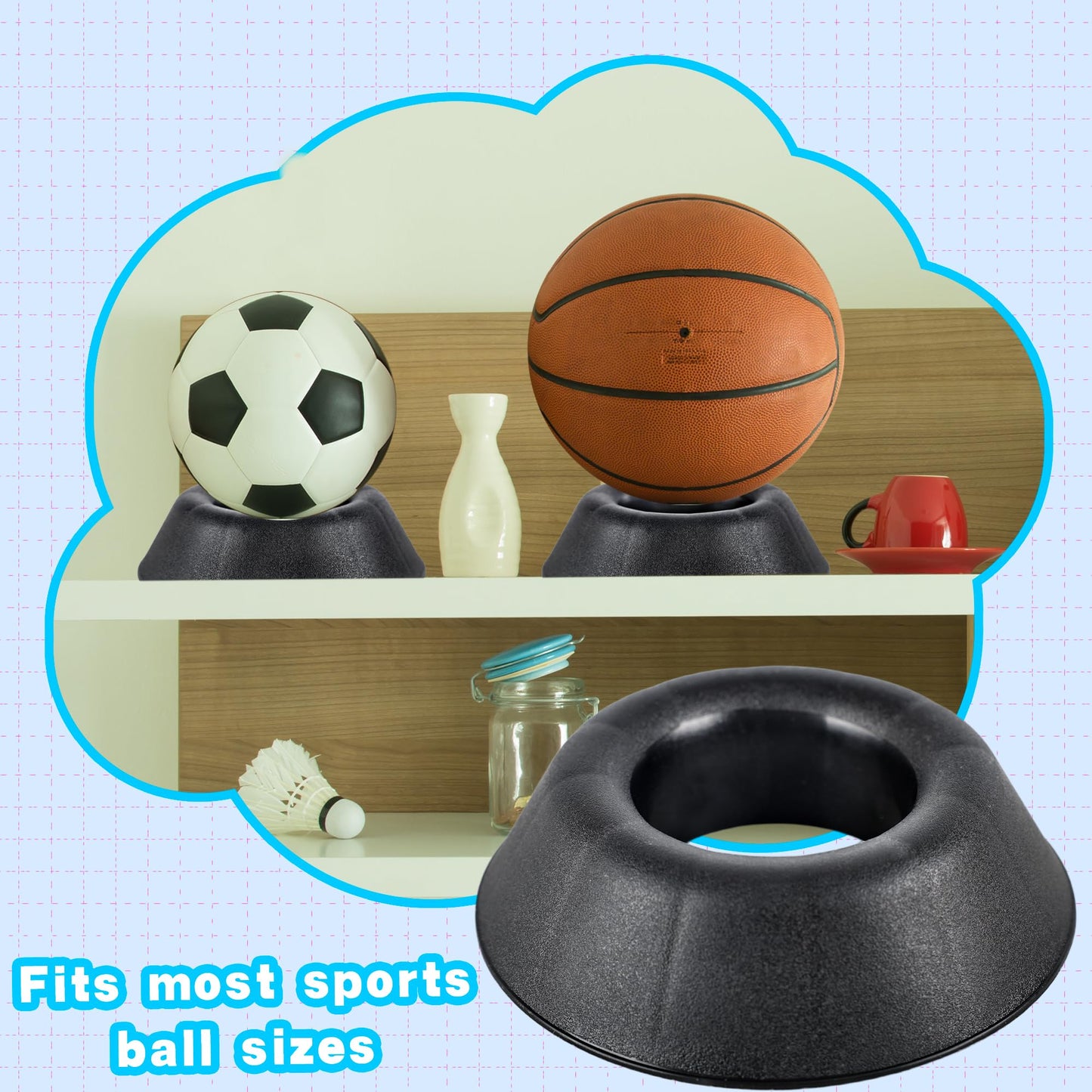 10 Pack Black Bowling Ball Cup Stand Plastic Bowling Ball Holder Ring Sports Ball Cup Display Stand for Softball Bowling Basketball Football Volleyball Souvenir Base Stand