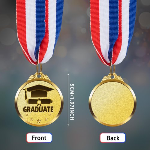 LZHZH 30 Pcs Graduation Medallion 2", Graduation Award Medal with Neck Ribbon, Graduation Medals for Students Graduation Party Favors Supplies