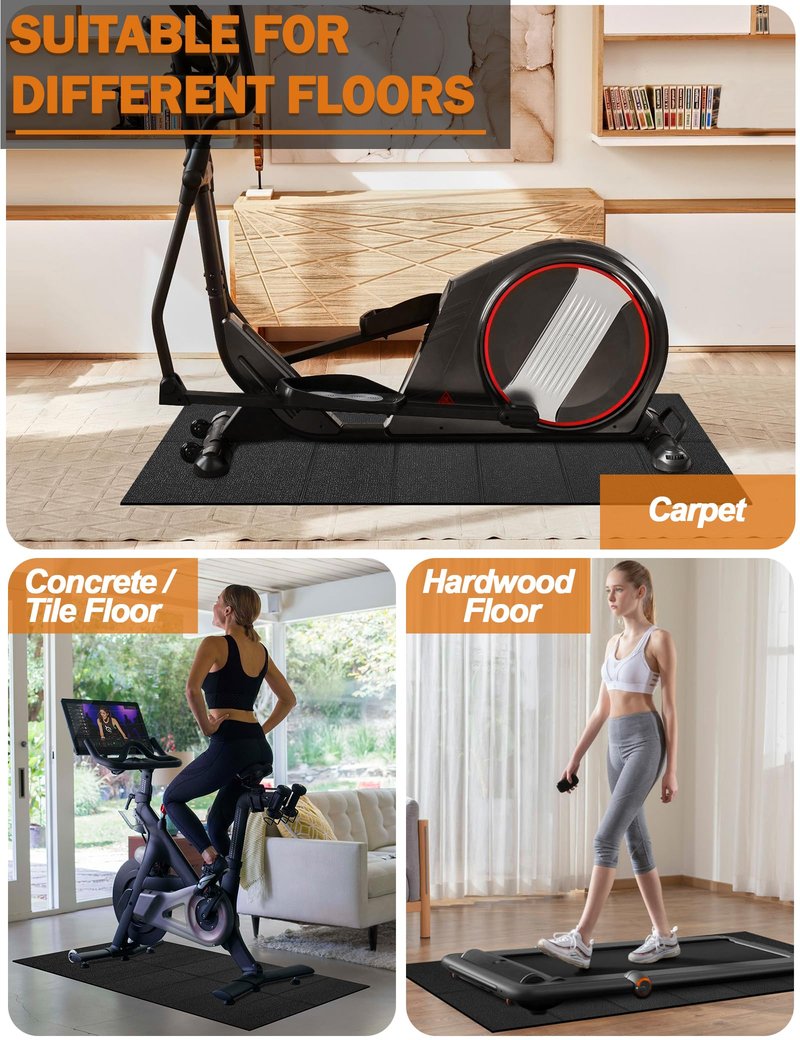 Treadmill Mat 68"x24", WERCHO Foldable Walking Pad Mat for Carpet Hardwood Floors 4mm Heavy-Duty Exercise Equipment Mat for Treadmil Pad,Spin Bike, Elliptical Trainer, Home, Gym