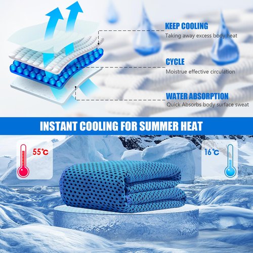 Leuceiy 4 Pack Cooling Towels (40"x12"), Cooling Towels for Neck and Face, Gym Towel for Working Out, Soft Breathable Microfiber Ice Towel for Yoga Sport Running Golf