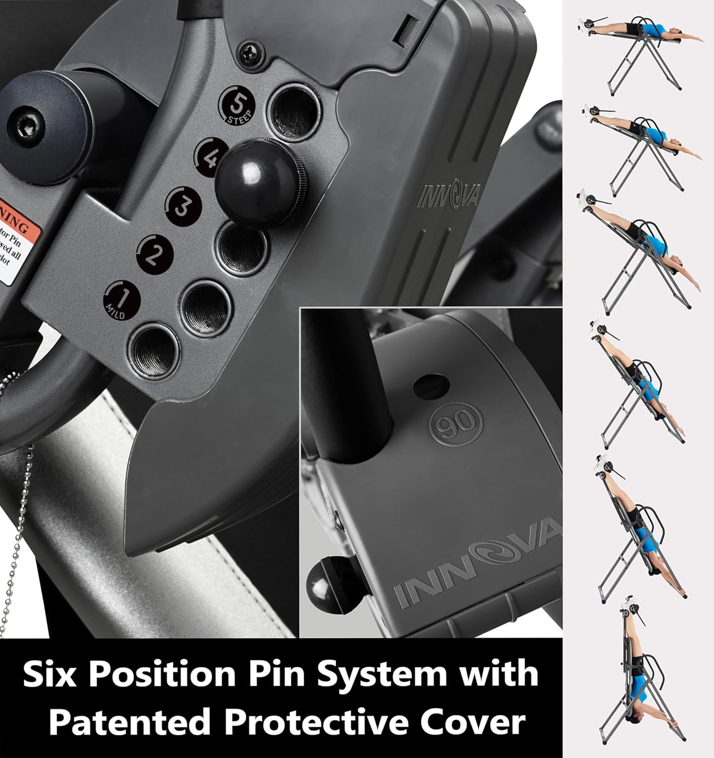 Innova Inversion Table with Adjustable Headrest, Reversible Ankle Holders, and 300 lb Weight Capacity