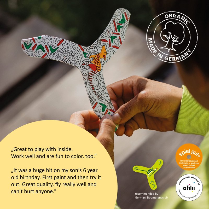 MYFIBO Boomerang for Beginners, Girls and Boys - Design and Style Yourself, Perfect for Indoor and Outdoor Use - 4 Pack Set