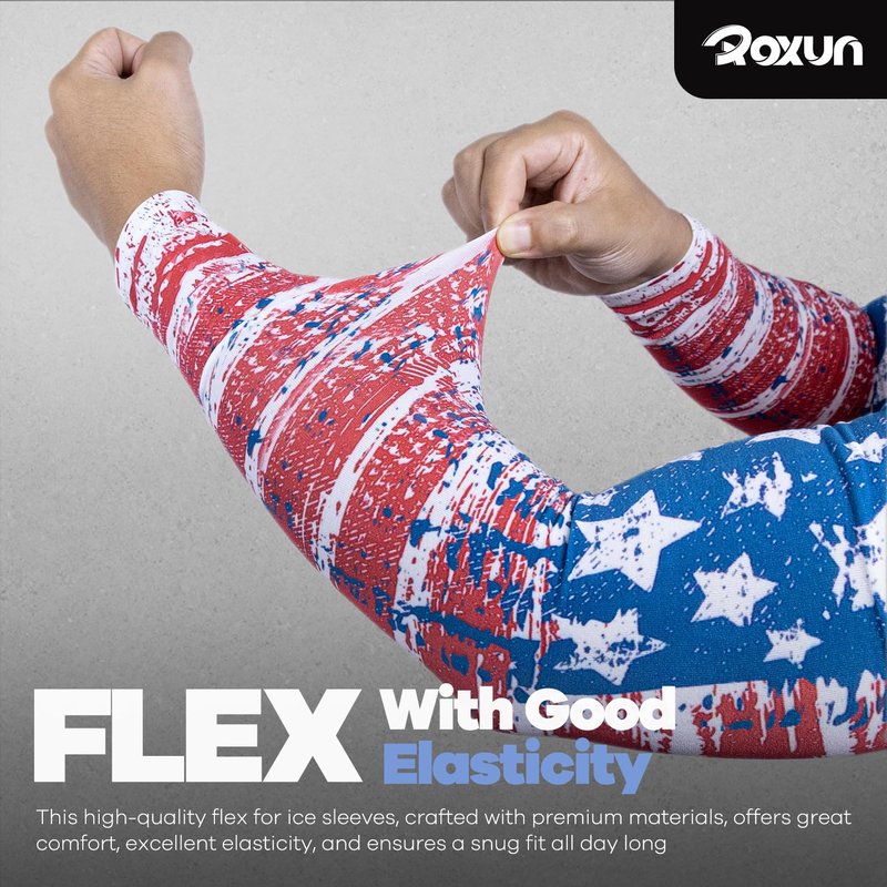 ROXUN 2 Pairs Flag Arm Sleeves Cooling UV Protection for Men Women Soccer Football Sports