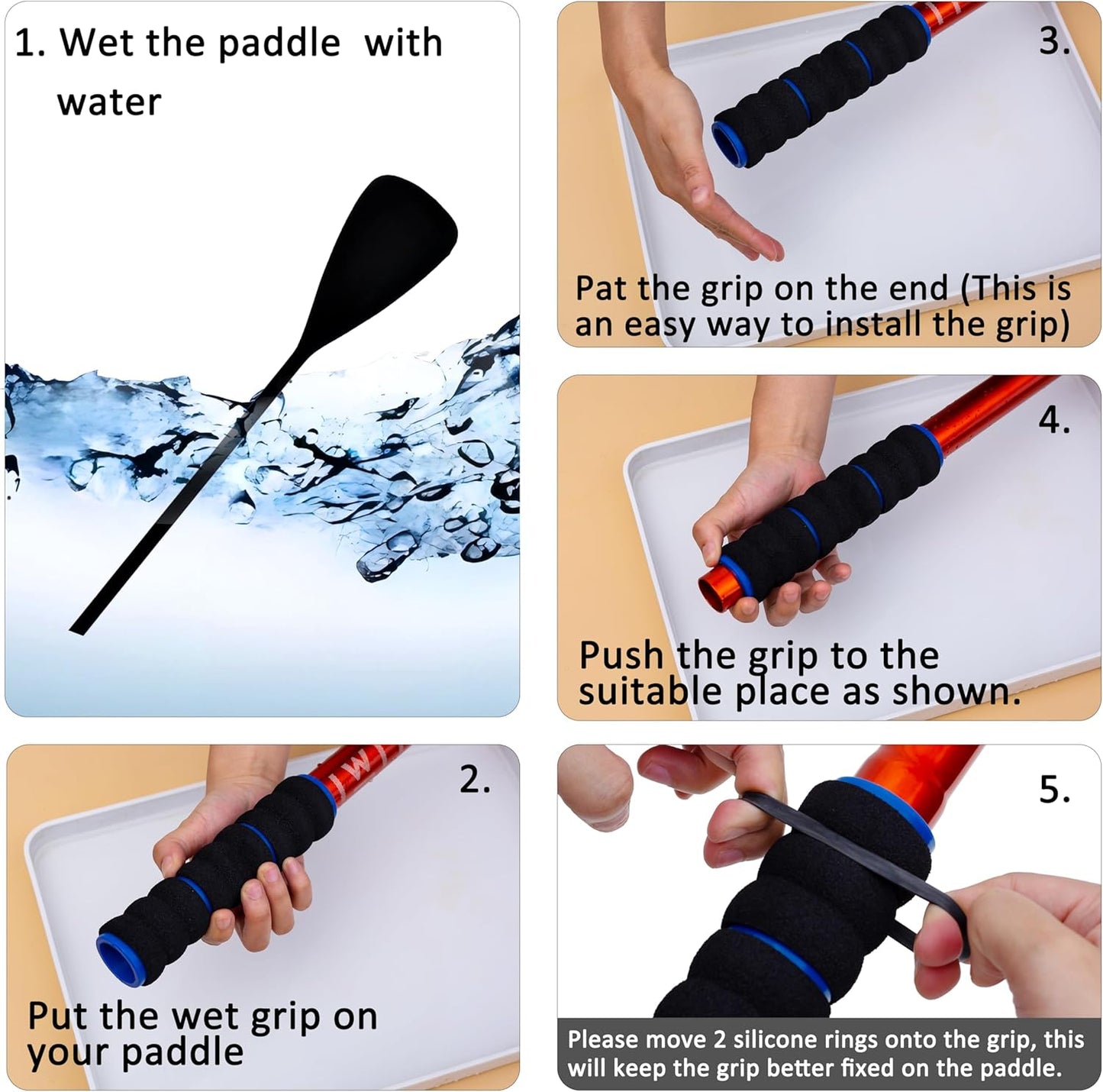 Kayak-Paddle-Grips-2-Pack - No-Slip Oar-Grip for Take-Apart Paddles,Blister Prevention Kayaking Accessories(Diameter 30mm/1.18 inches)