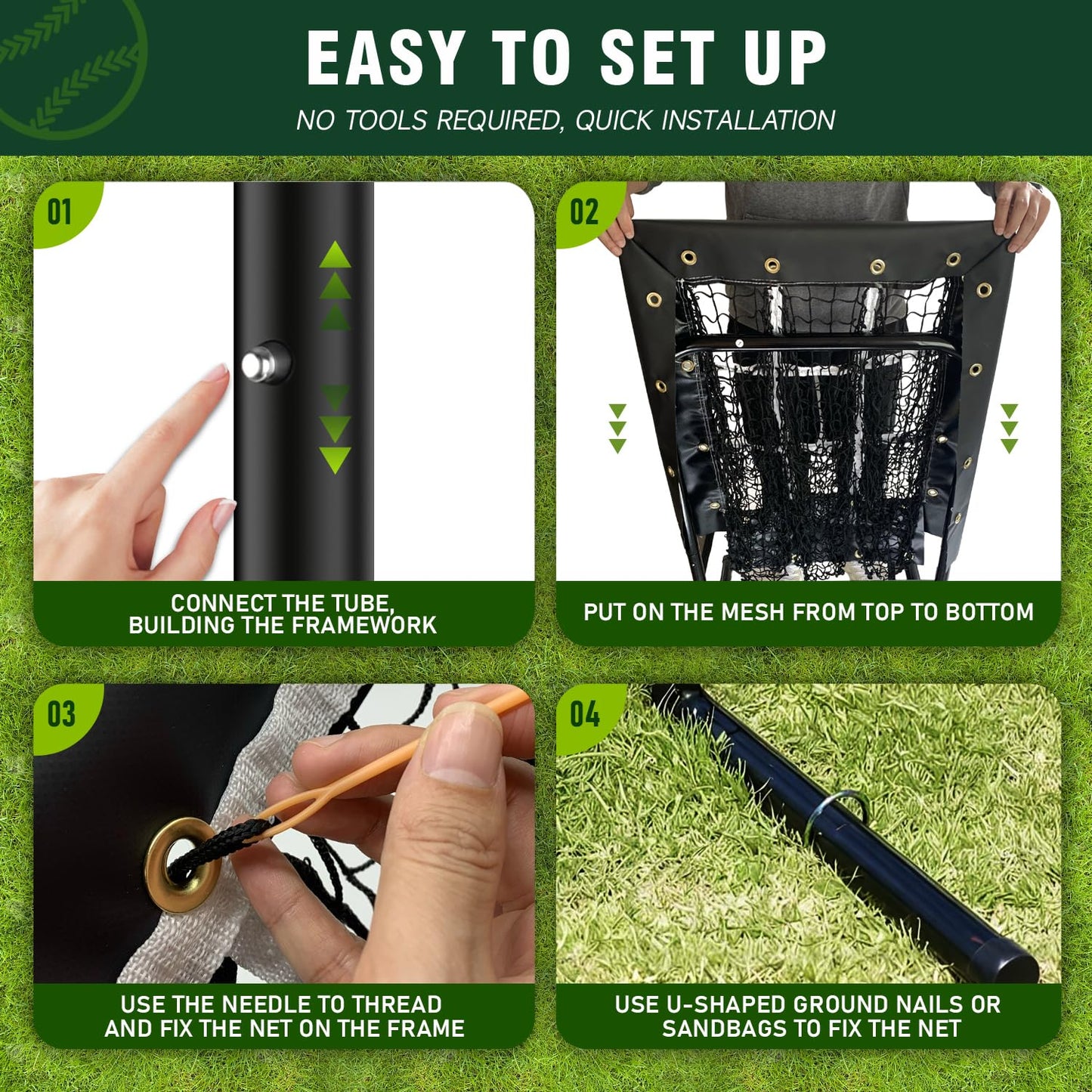 9 Hole Pitching Net, Heavy-Duty Baseball Net with Strike Zone for Pitching and Hitting, Height Adjustable Training Equipment with 9 Pocket Pitching Target for Baseball & Softball Practice