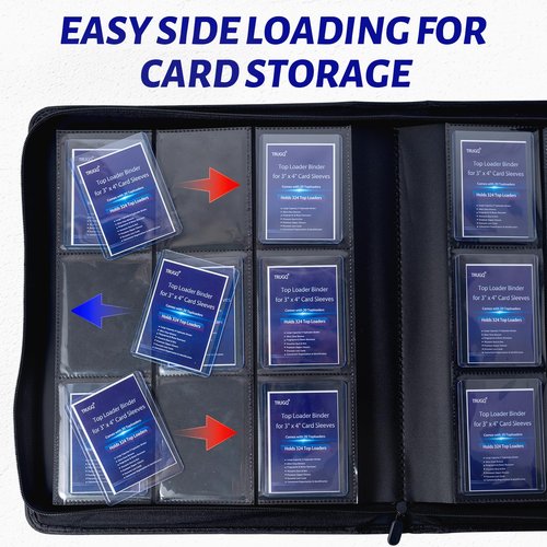TRUGQ Toploader Binder Holds 324 Toploaders | 20 Toploaders |Waterproof PU Leather + Anti-Yellowing PP Inserts | Ridge Tab Sorting Portable top loader binder for cards (For Sports/Game Cards)