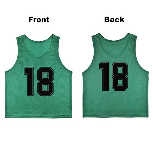 RE-HUO Set of 12 Numbered (13-24) Soccer Vests/Sport Pinnies/Training Bibs with Free Carry Bag(Green13-24,L)