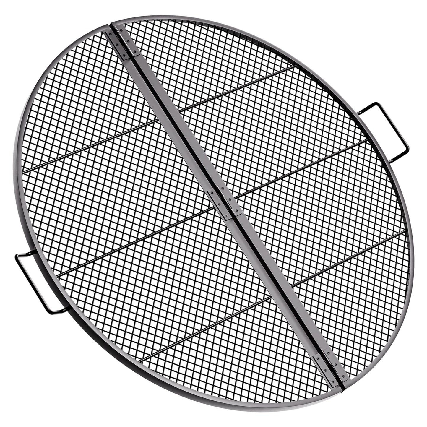 IDZO 36-Inch Foldable Fire Pit Grill Grate, Heavy-Duty Steel BBQ Grill, Cooking Grate with Handles, Portable Charcoal Grill for Campfire Cooking, Outdoor Stove Compatible, Black