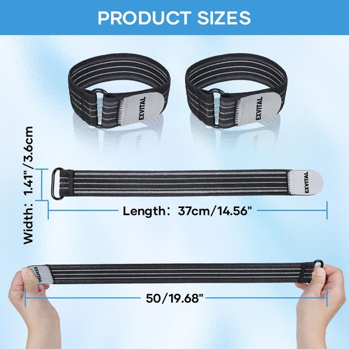 EXVITAL Cowboy Boot Straps Elastic Ankle Straps with Strenthen Hook and Loop Upgraded Military Blousing Straps Anti-Slip & Reflective Design Pant Leg Straps for Biking, Hiking, Fishing etc. 2PCS