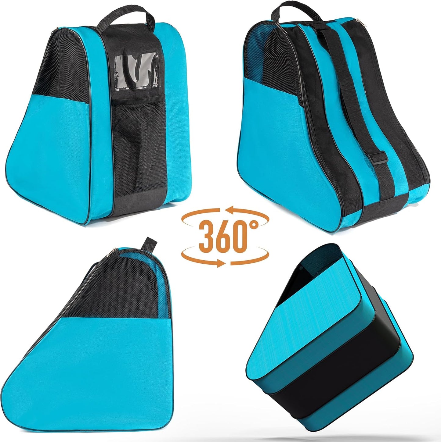 Ice Skate Bag, Large Capacity Roller Skate Bag for Both Kids and Adults, Breathable Figure Skating Bag with Adjustable Shoulder Strap Fit for Roller, Ice, Inline Skates