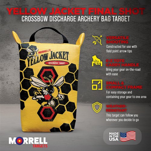Morrell Yellow Jacket Weather Resistant Portable Final Shot Hunting Crossbow and Compound Bow Discharge Archery Bag Target with Carry Handle, Yellow