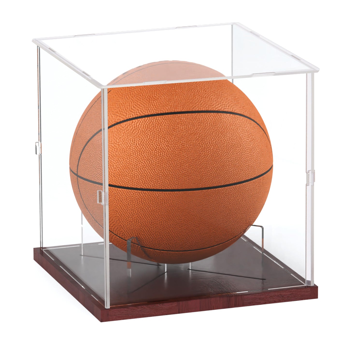 Fitense Full Size Acrylic Basketball Display Case with Solid Wood Base