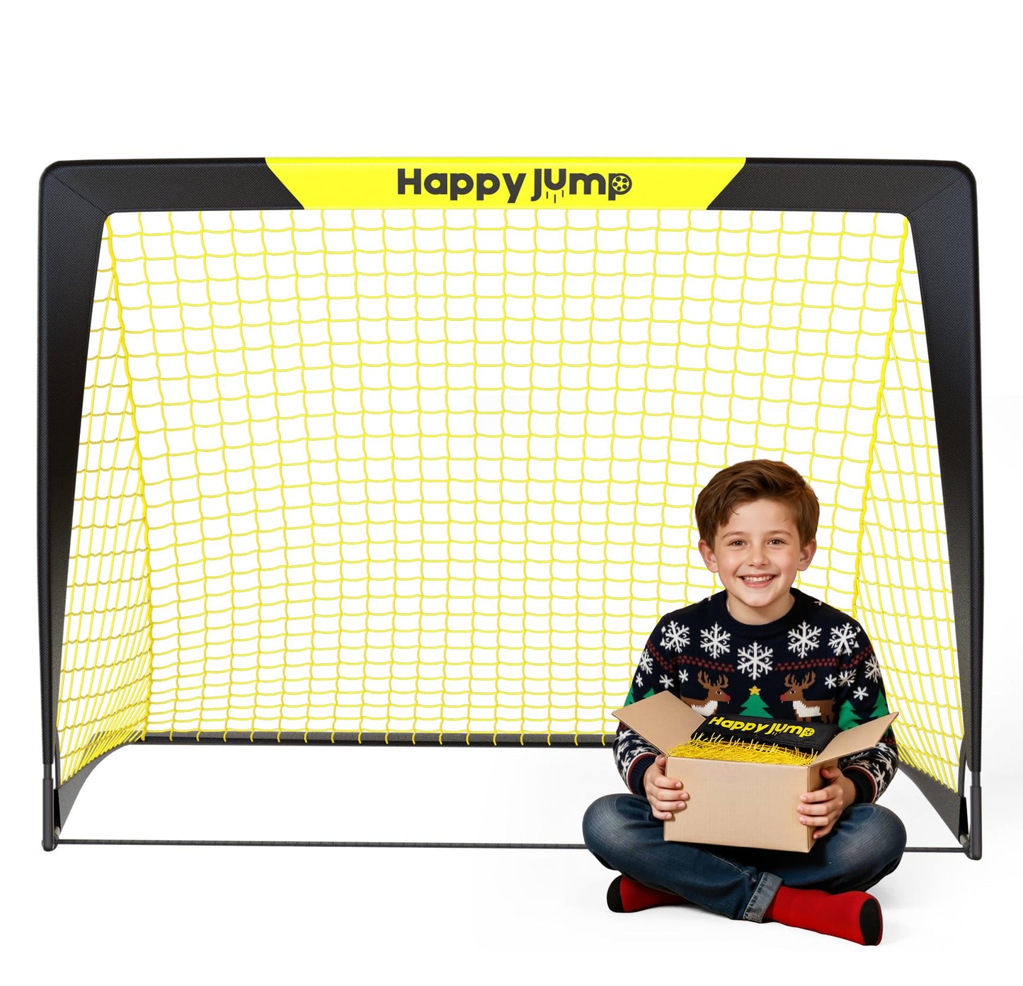 Happy Jump Soccer Goal Pop Up Foldable Soccer Net for Backyard, 2 Set (4X3 FT, 2 Set)
