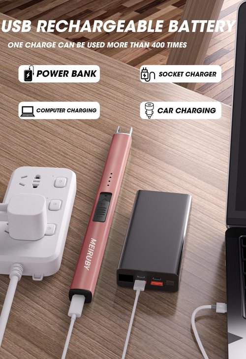MEIRUBY Lighter Electric Candle Lighter, Birthday for Mom from Daughter Son, Gifts for Mom Women Men Wife Sister, Rechargeable USB Arc Lighters for Candle Camping BBQ
