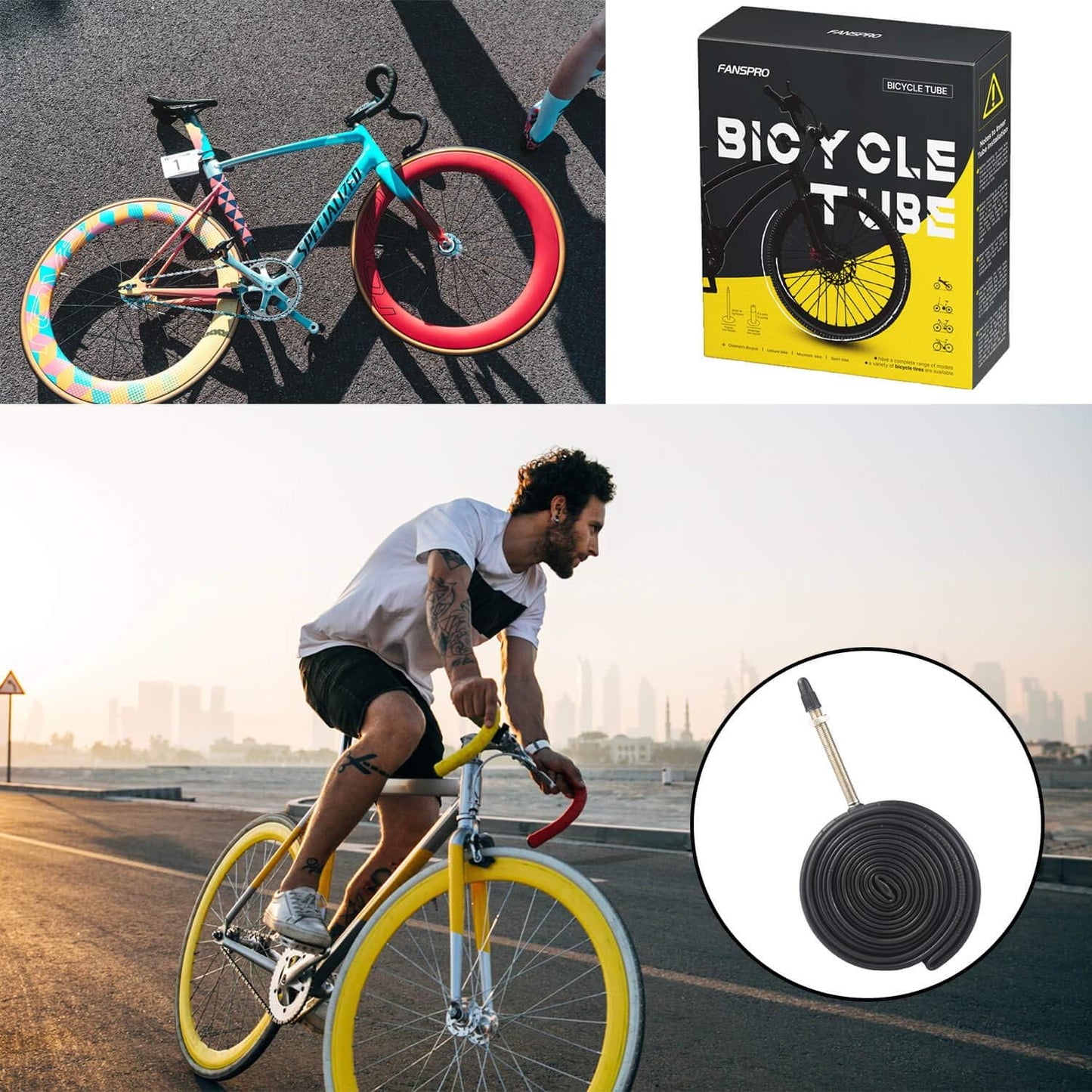 2 Pack 700 x 23-25c Road Bike Inner Tubes, 60mm Presta Valve Premium Quality Butyl Inner Tube with 2 Tire Levers