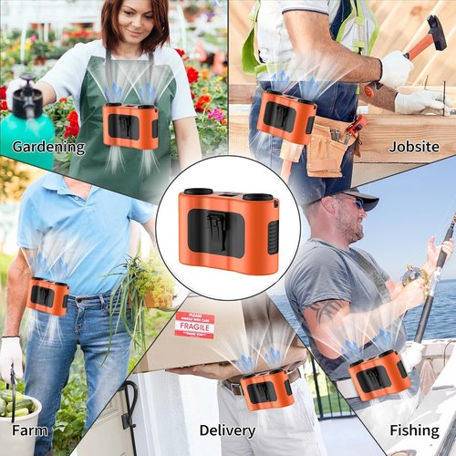 IXI MEGA Waist mounted air conditioning fan - a cooling device designed specifically for outdoor workers, equipped with a 20000mAh battery, providing 40 hours of long-lasting battery life (orange)