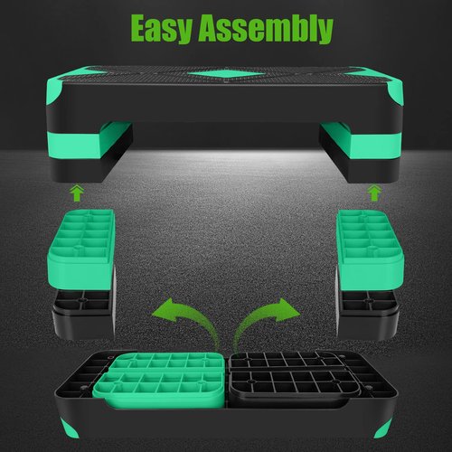 Adjustable Workout Aerobic Stepper in Fitness & Exercise Step Platform Trainer 3 settings adjustable height 4”-6”-8”
