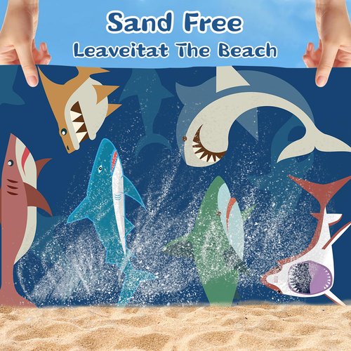 FPGIYXK Personalized Beach Towels Custom Monogrammed Beach Towels for Kids Adults with Names Absorbent Soft Sand Free Quick Dry Beach Vacation Essentials (Shark)