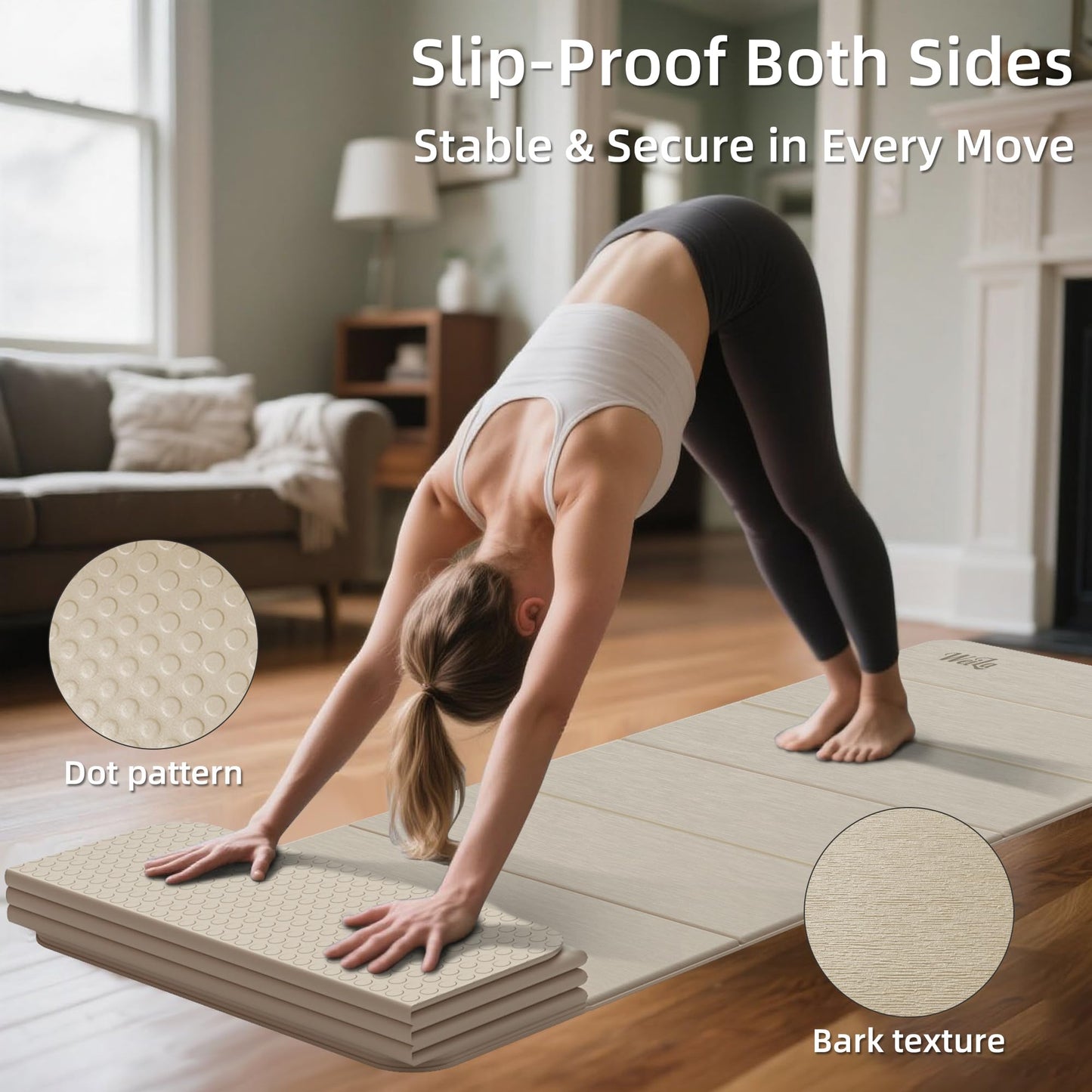 1/2 Inch Extra Thick Yoga Mat Pilates Equipment, 69"x24" Odorless Workout Mats for Home Gym, Non-slip Exercise Mats for Women Men Home Workout, Foldable Yoga Mats for Travel Camping Sleeping(Cinnamon)