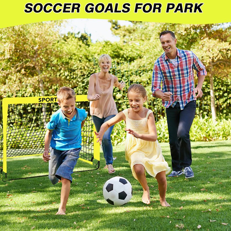 2 Pack 4' x 3' Soccer Goal Net Set, Pop Up Kids Practice Soccer Goals for Indoor and Outdoor.Portable Soccer Net with Carrying Bag & Ground Pegs, Perfect for Backyard, Field, Court (Yellow)