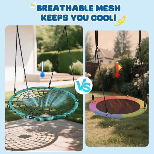 Trekassy 750lbs 40" Spider Web Saucer Tree Swing for Kids Adults, Outdoor Net Swing with Steel Frame and 2 Hanging Straps-Green