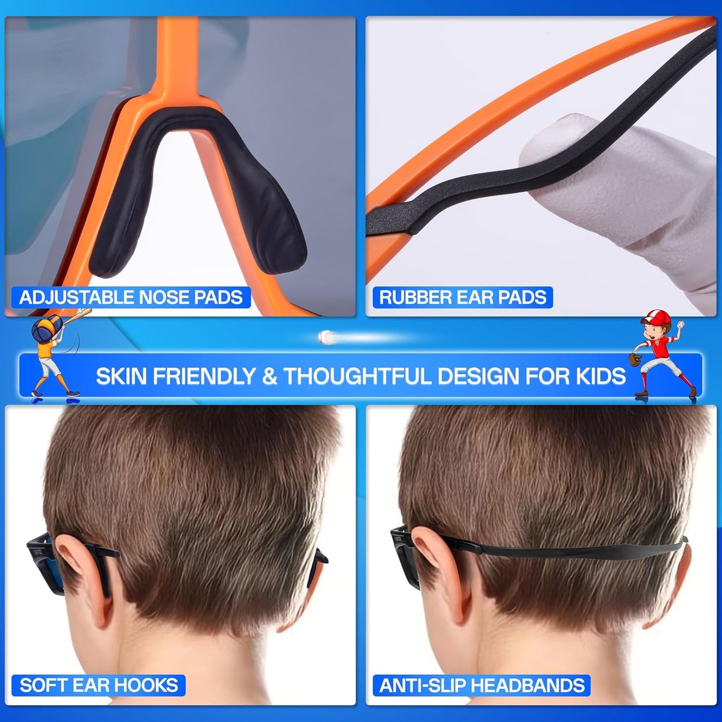 KAPVOE Kids Baseball Glasses Youth Polarized Sports Sunglasses Softball Cycling Running Shades Boys Girls Age 3-14 - K9033