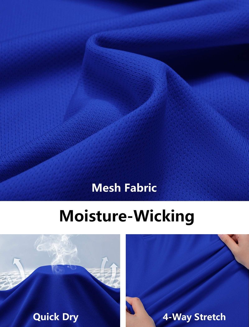 COOFANDY Polo Shirts for Men Short Sleeve Golf Shirts Basic Solid Color Collared Polo Shirt True Blue
