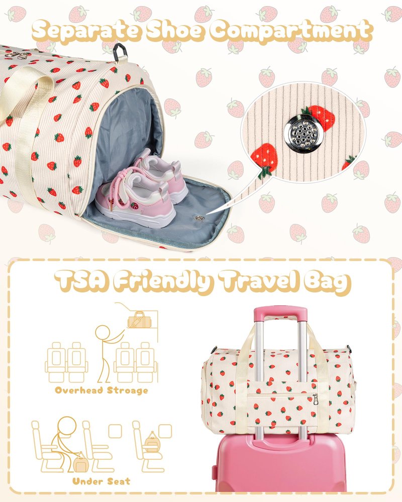 Vogewood Gift for Sporty Cheerleader Girl, Girls Gym Bag, Kids Personalized Dance Bags with Shoe Compartment, Customized Travel Duffle with Toiletry Bag, Party Favors for Teenager (Letter Y)