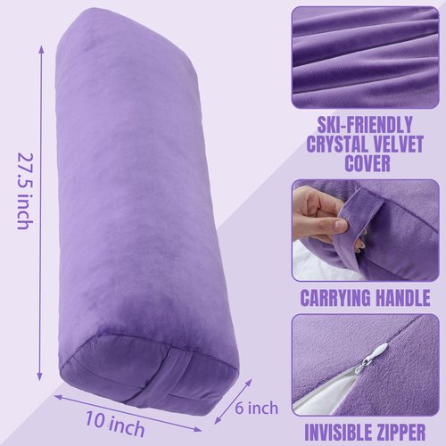 MABOZOO Yoga Bolster Pillow, Rectangular Bolster for Restorative Yoga & Meditation, Professional Meditation Cushion with Carry Handle, 27"X10"X6", Purple