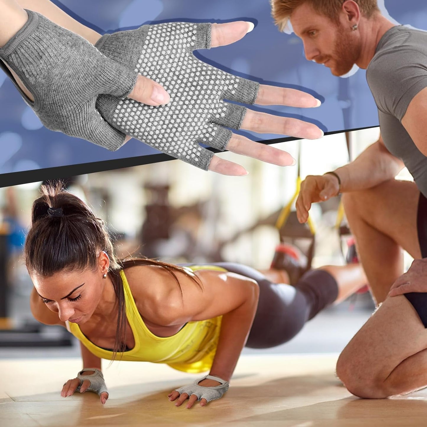 3 Pairs Silicone Yoga Gloves for Women Non Slip Fingerless Pilates Gloves for Gym Exercise Workout Weight Training Mitten One Size Fits Most Women Men