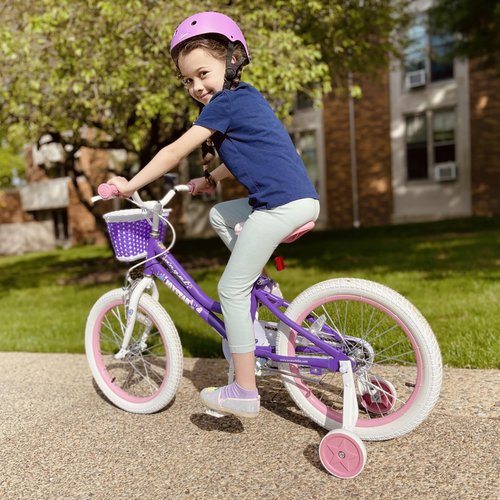JOYSTAR 12 Inch Girls Bike Toddler Bike for 2 3 4 Years Old Girl 12" Kids Bikes for Ages 2-4 yr with Training Wheels and Basket Children's Bicycle in Purple