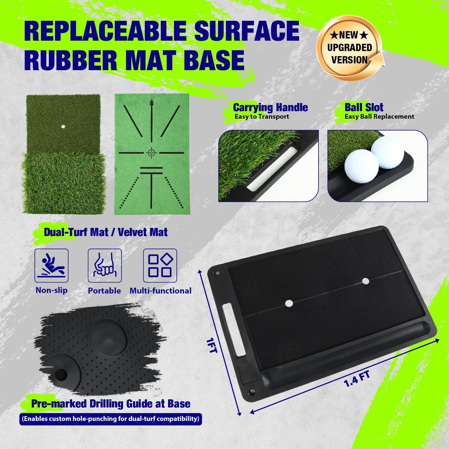 10x7 FT Golf Net with 2-in-1 Replaceable Non-Slip Golf Hitting Mat, Pro-Grade Chipping Golf Practice Net Kit, Net for Golf Driving Nets for Backyard, Indoor & Outdoor Use
