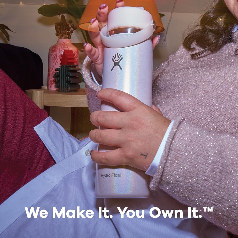 Hydro Flask Water Bottle - Insulated Stainless Steel - Wide Straw Lid, Non Spill, Leakproof in 32 Oz Glimmer Blue