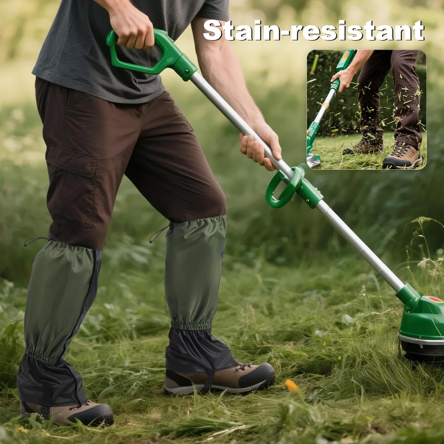 2 PCS Waterproof Lawn Care Leg Gaiters,Garden Trimming Leg Chaps,Weed Eating Leg Protectors