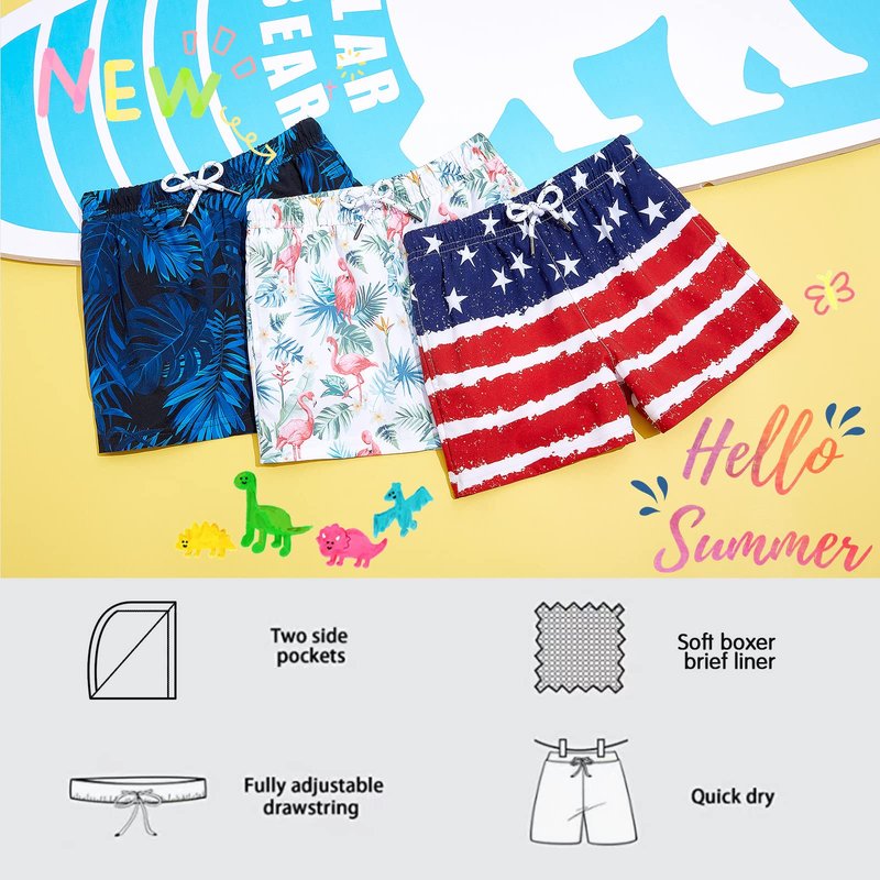 BRISIRA Boys Swim Trunks Bathing Suit Compression Boxer Brief Liner Swim Shorts Swimsuit Anti-Chafe Toddler Kids Youth Teen