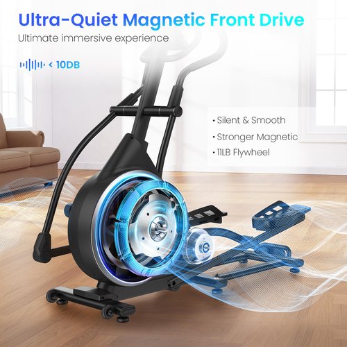 FEIERDUN Home Cardio Climber Stepping Elliptical Machine - Total Body Fitness Cross Trainer with Hyper-Quiet Magnetic Drive, 32 Adjustable Resistances for Intense Cardio Workouts