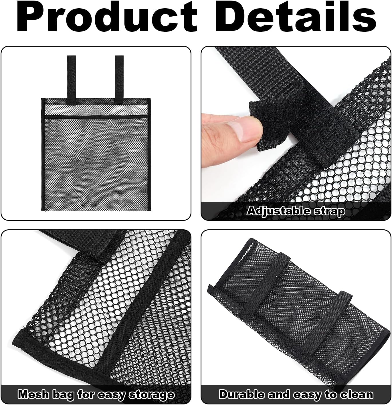 2pcs Trampoline Shoes Bag, Large Mesh Storage Organizer with Adjustable Straps Durable Shoe Holder Pouch for Trampoline Accessories Kids & Adults (Black)