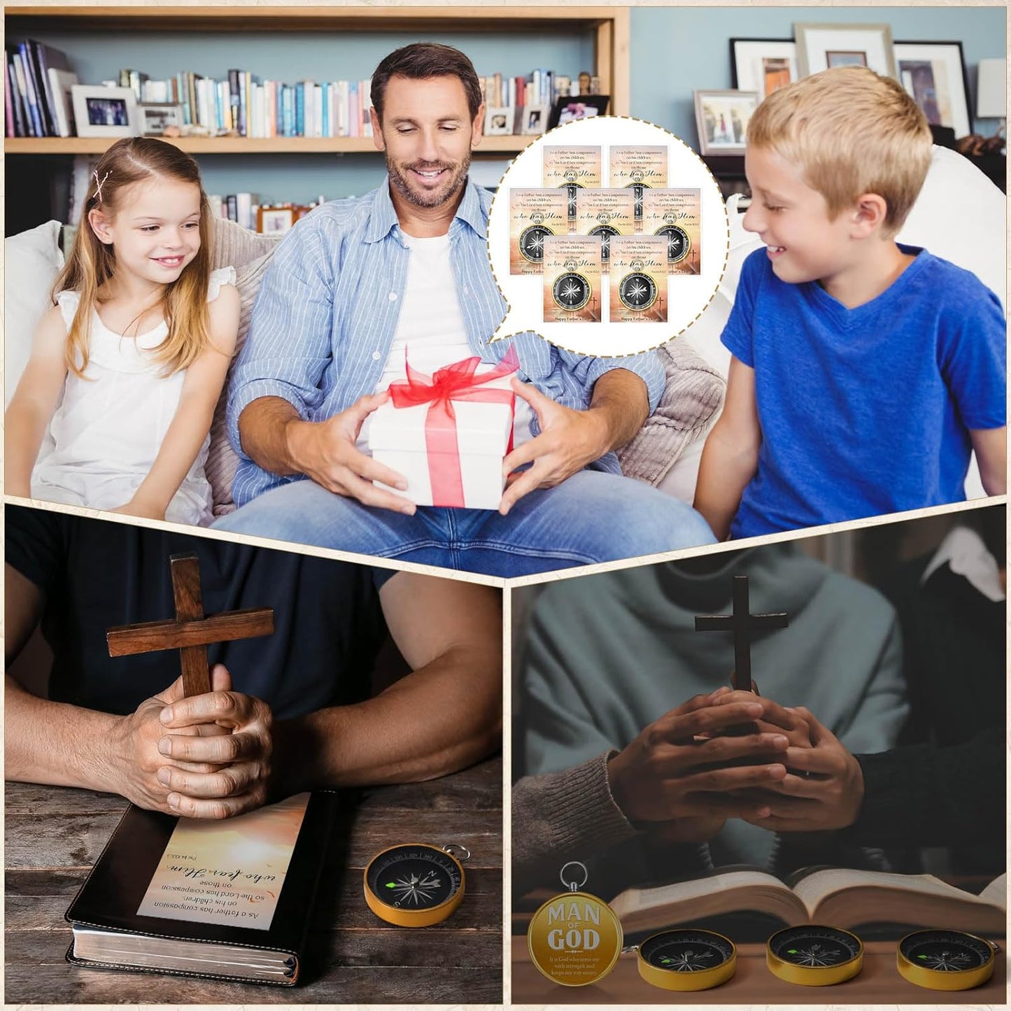 20 Sets Compass Bulk Father Bible Verse Mini Compass Man of God Religious Cards Christian Cards and OPP Bags for Dad Pastors Gifts Church Nautical Travel Themed Party Decor