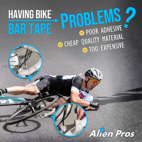 ALIEN PROS Bike Handlebar Tape PU (Set of 2) Black - Enhance Your Bike Grip with These Bicycle Handle bar Tape - Wrap Your Bike for an Awesome Comfortable Ride (Set of 2, Black)
