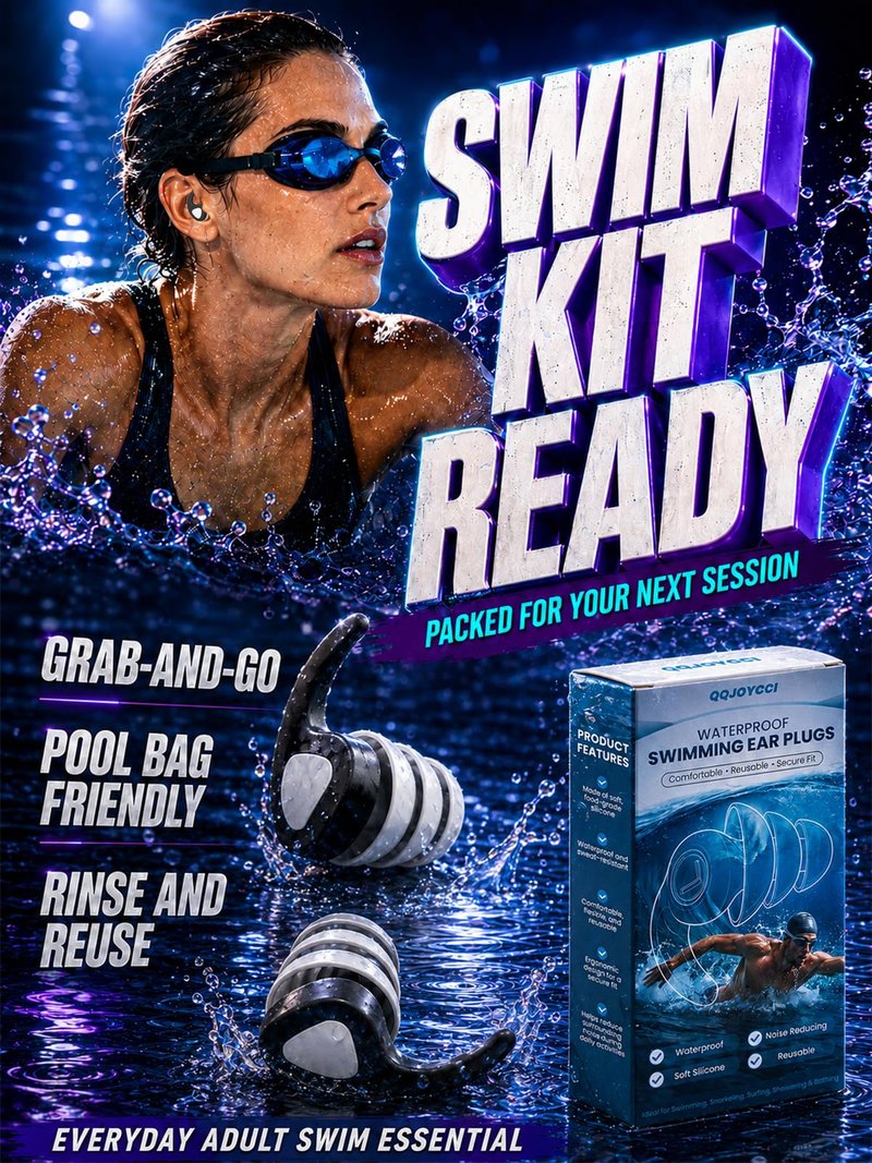 Swimming Ear Plugs, 3 Pairs Waterproof Reusable Silicone Swim Ear Plugs for Swimmers Pool Bath Showering Surfing Kayaking (Adults & Teens 14+)