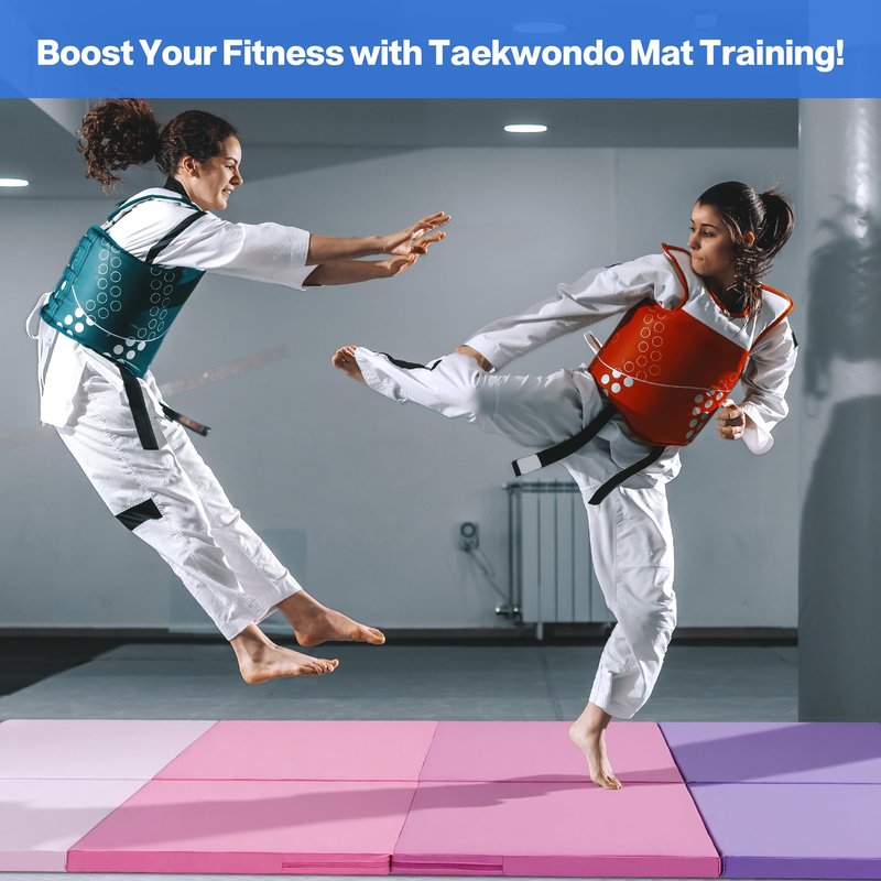 Outdoor Basic 6'x3'x2" Gymnastics Tumbling Mats Folding Panel Thick Gym Exercise Mat for Home (Colorful)